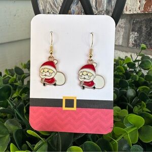 New Handmade Santa Dangle Earrings (1.75” long x 0.8” wide) (Version 2)
